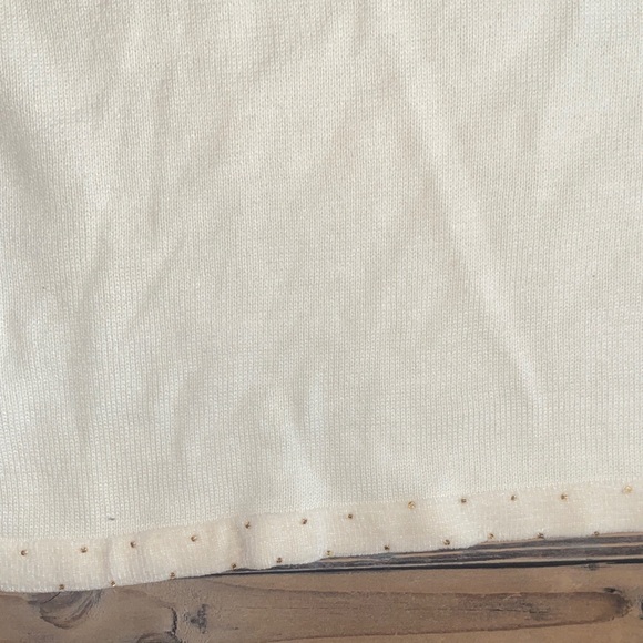 Quacker Factory Cream Long Sleeve Christmas sweater with beads and sequins - Picture 6 of 6